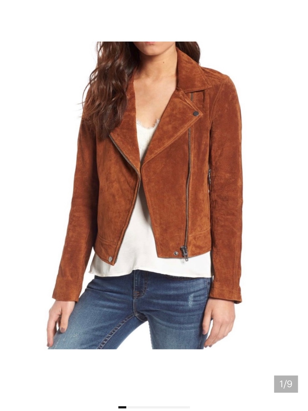 Blank NYC Suede Moto Jacket in Rust